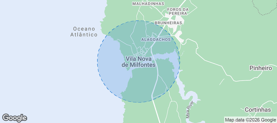 Vila Nova de Milfontes Airbnb map